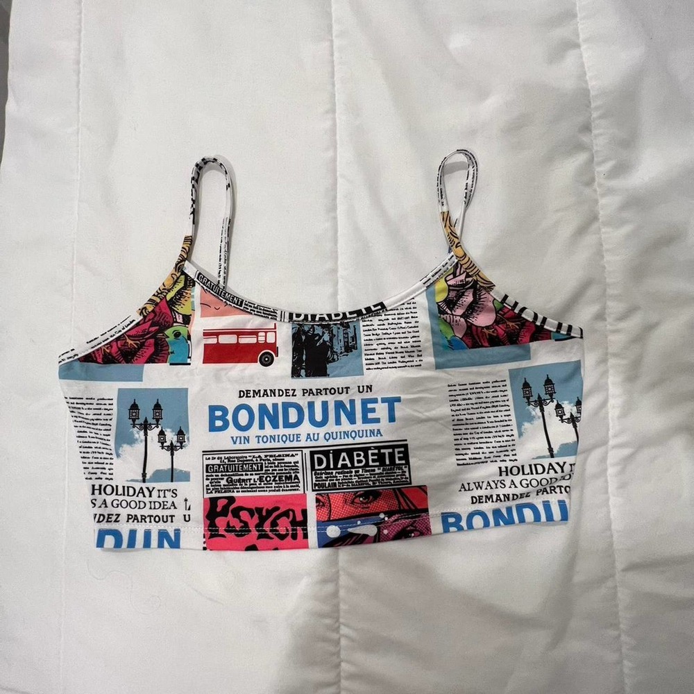 Newspaper inspired vintage crop top